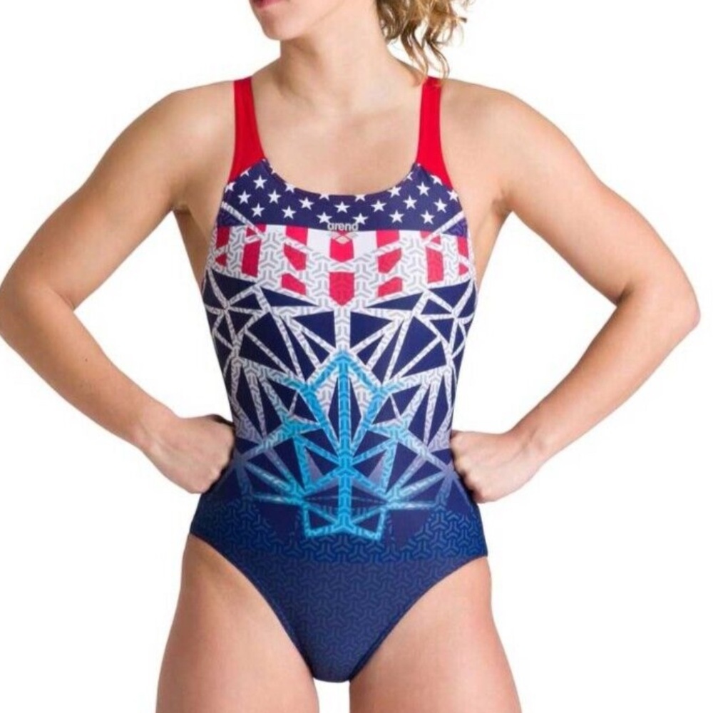 Arena Womens Swimsuit One Piece Bishamon USA Swim Pro Back Maxlife Size 36